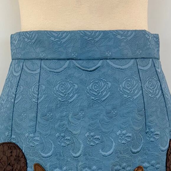 Dolce & Gabbana Jacquard Embellished A-Line Skirt Squirrel Blue 40 US4 NWT - Picture 2 of 15
